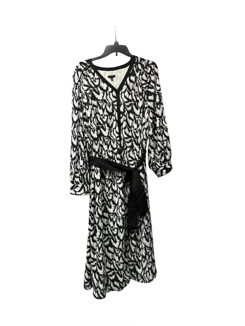 NWT Talbots Long Sleeve Dress in Black & White Ankle Length Size 18